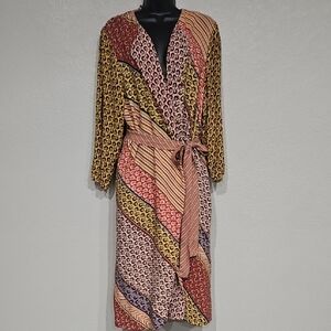 CAbi | Women's Multicolor Boho Long Sleeve Poet Open Front Wrap Duster Sz L